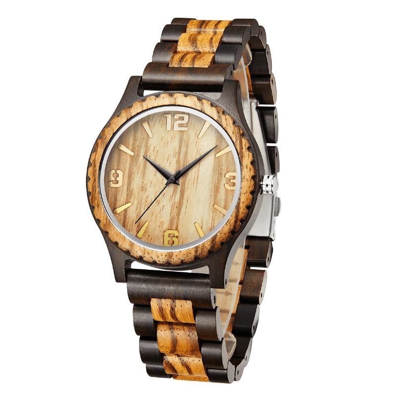 Mode Wooden Watch Simple Dial Mænd Mode Watch Quartz ur