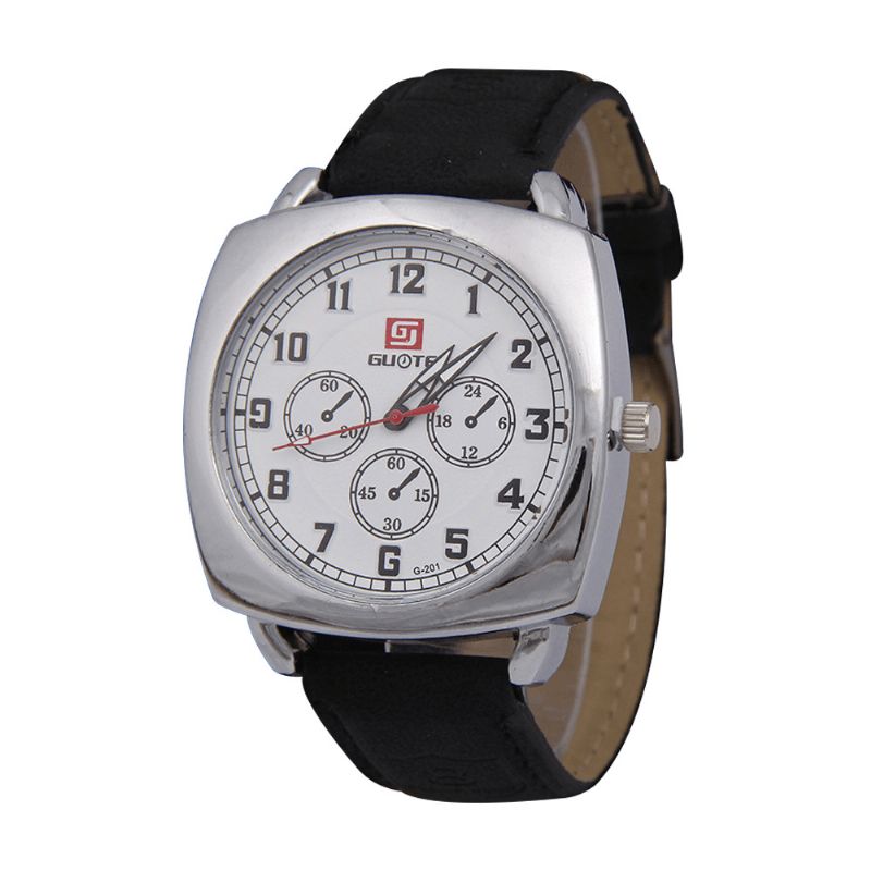 Modelegering Pu Læderrem Sports Square Watch Head Military Watch Bælte Quartz ur