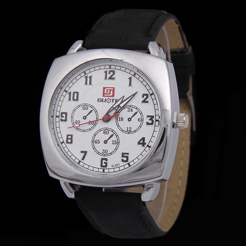 Modelegering Pu Læderrem Sports Square Watch Head Military Watch Bælte Quartz ur