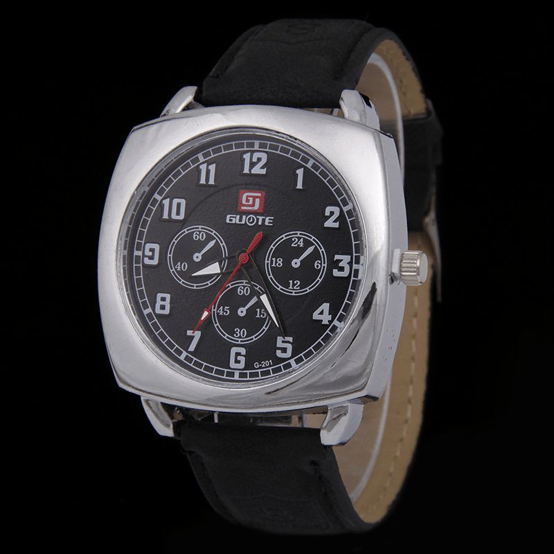 Modelegering Pu Læderrem Sports Square Watch Head Military Watch Bælte Quartz ur