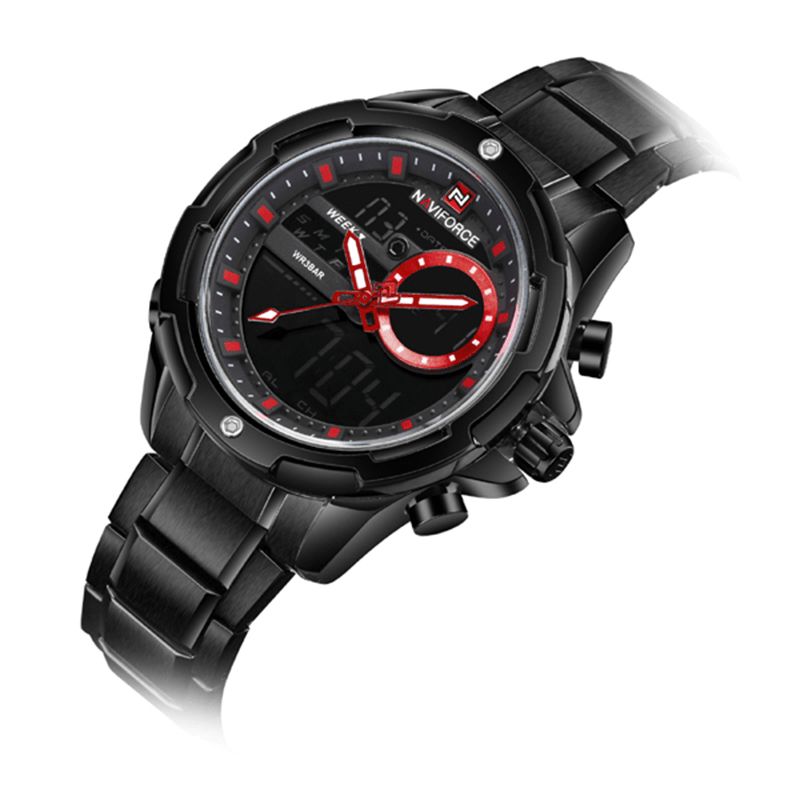 Naviforce 9120 Mand Dual Display Digital Watch Lysende Kalender Alarm Mode Outdoor Watch