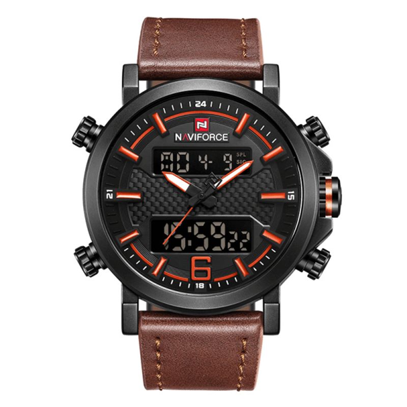 Naviforce 9135 Dual Display Digital Watch Lysende Display Alarm Kalender Udendørs Sport Ur