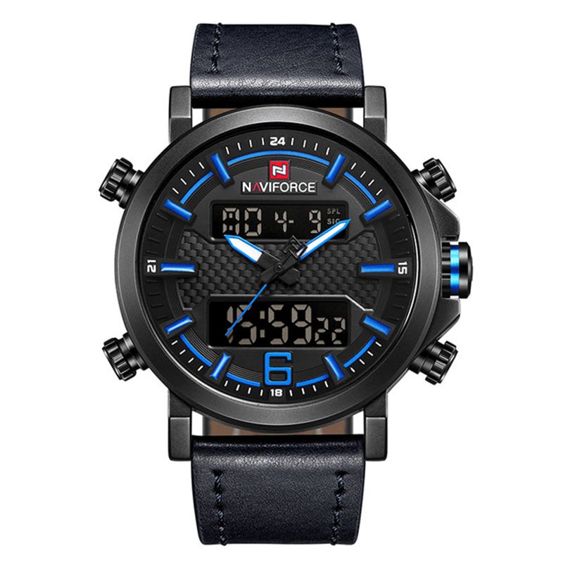 Naviforce 9135 Dual Display Digital Watch Lysende Display Alarm Kalender Udendørs Sport Ur