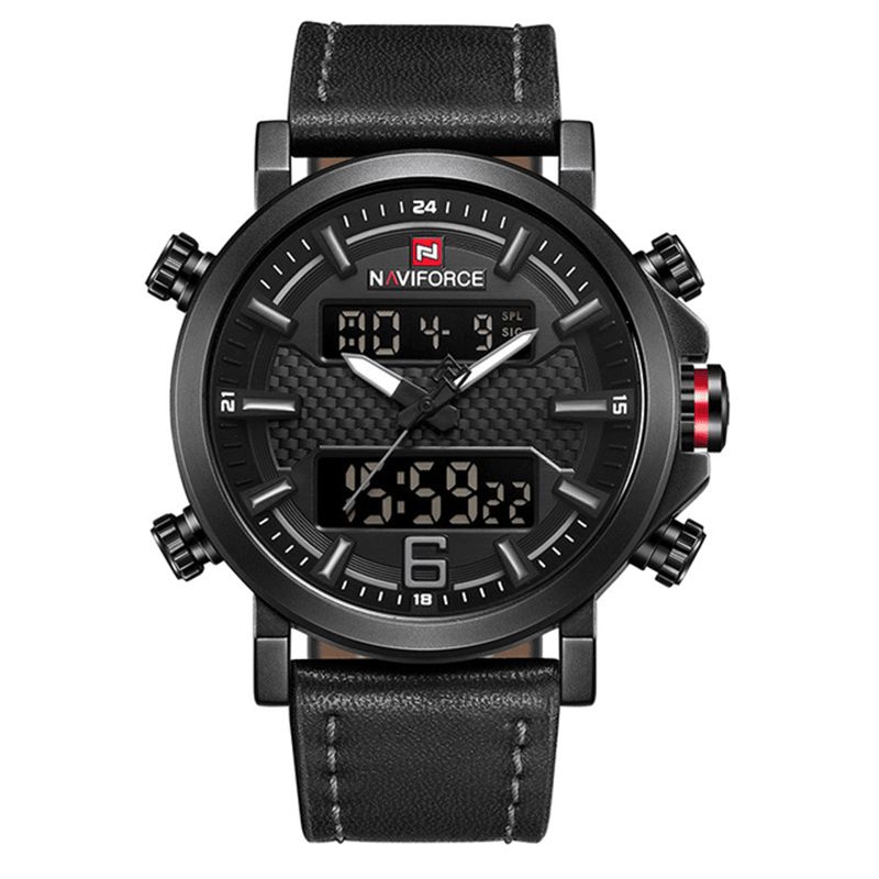 Naviforce 9135 Dual Display Digital Watch Lysende Display Alarm Kalender Udendørs Sport Ur