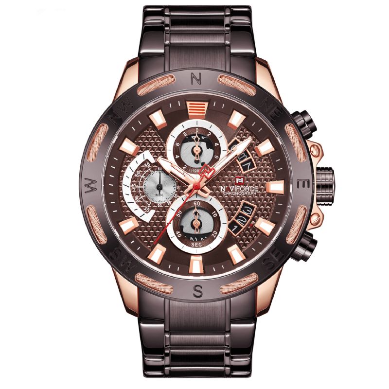 Naviforce 9165 Chronograph Business Style Herreur Luminous Display Quartz ur