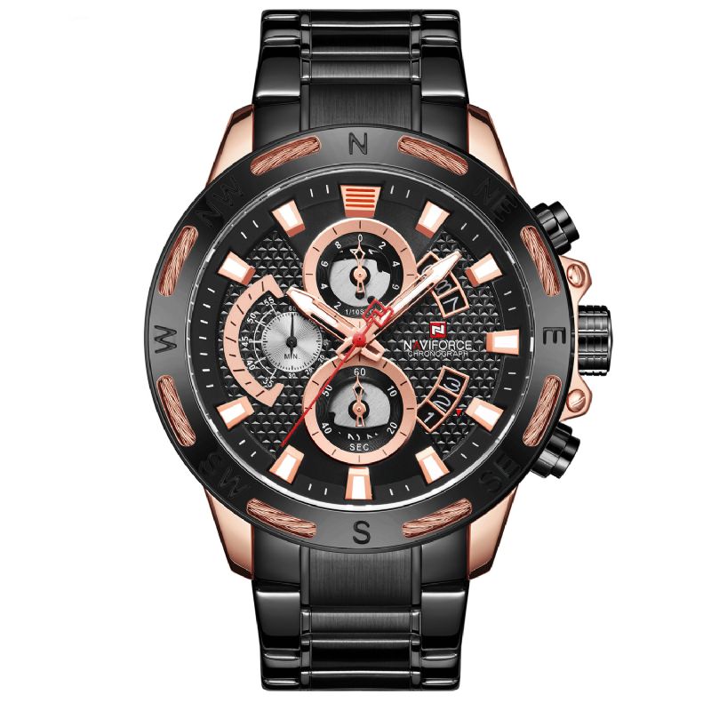 Naviforce 9165 Chronograph Business Style Herreur Luminous Display Quartz ur