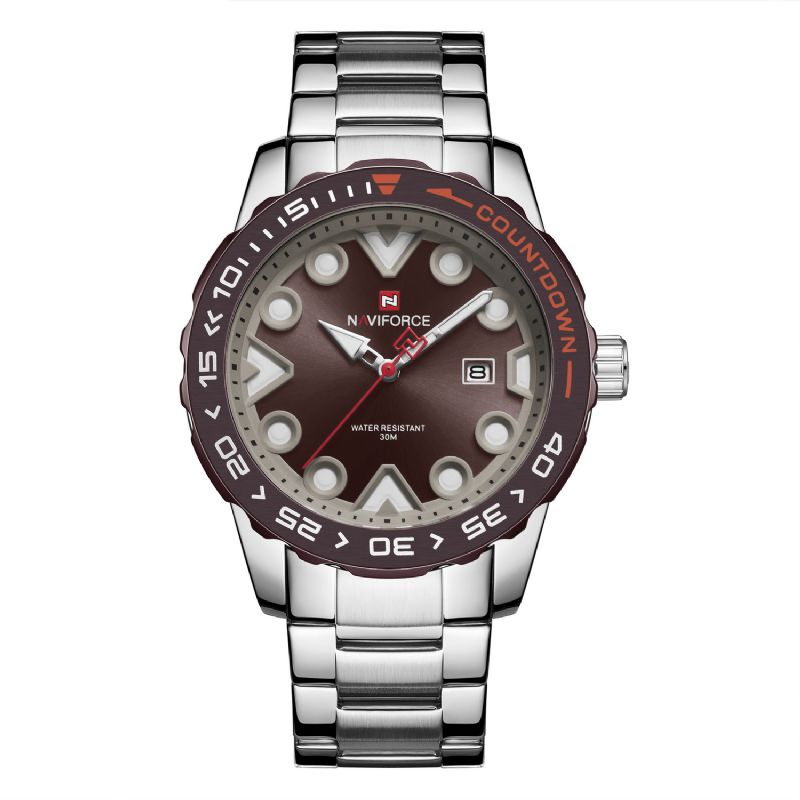 Naviforce 9178 Full Steel Lysende Display Herre Armbåndsur Dato Vis Quartz Ure