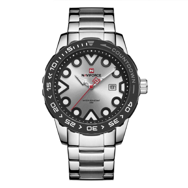 Naviforce 9178 Full Steel Lysende Display Herre Armbåndsur Dato Vis Quartz Ure