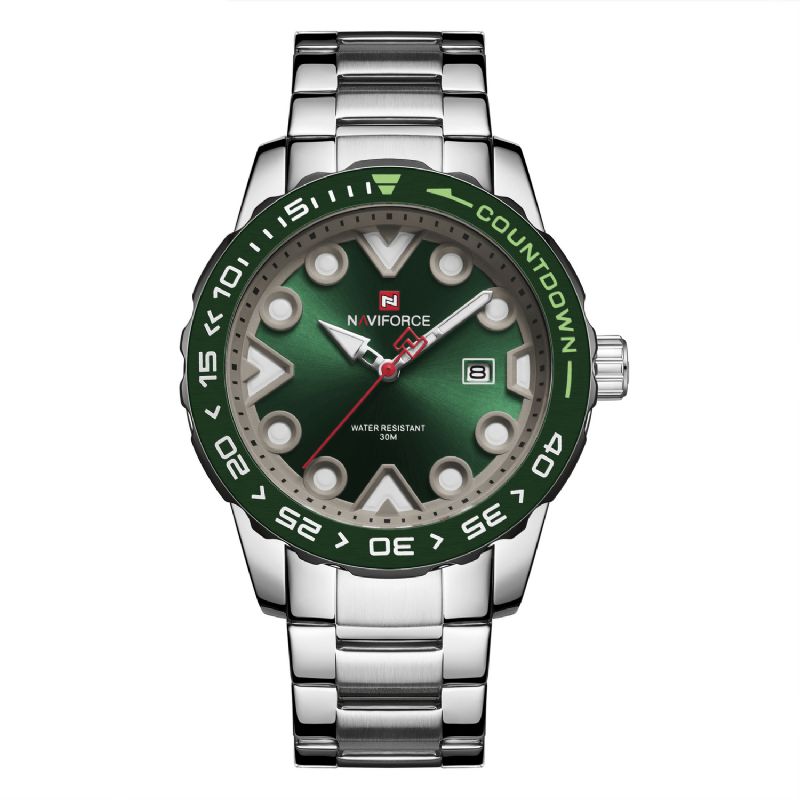 Naviforce 9178 Full Steel Lysende Display Herre Armbåndsur Dato Vis Quartz Ure