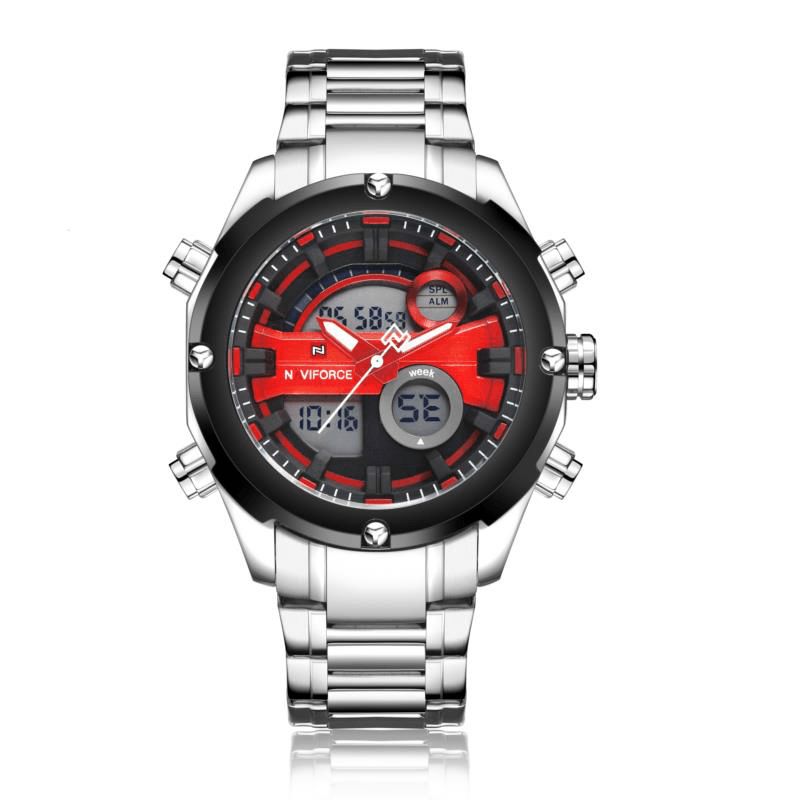 Naviforce Nf9088 Mode Herre Dual Display Watch Luksus Rustfri Rem Sport Watch