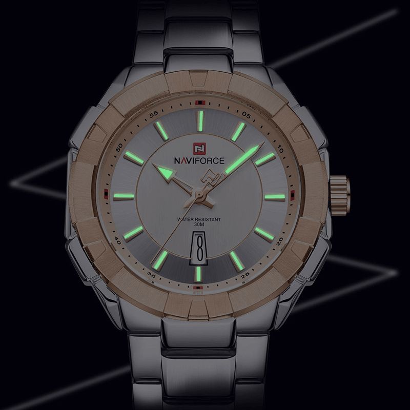 Naviforce Nf9176 Vandtæt Moderigtigt Mænd Armbåndsur Fuldt Stål Business Style Quartz ur