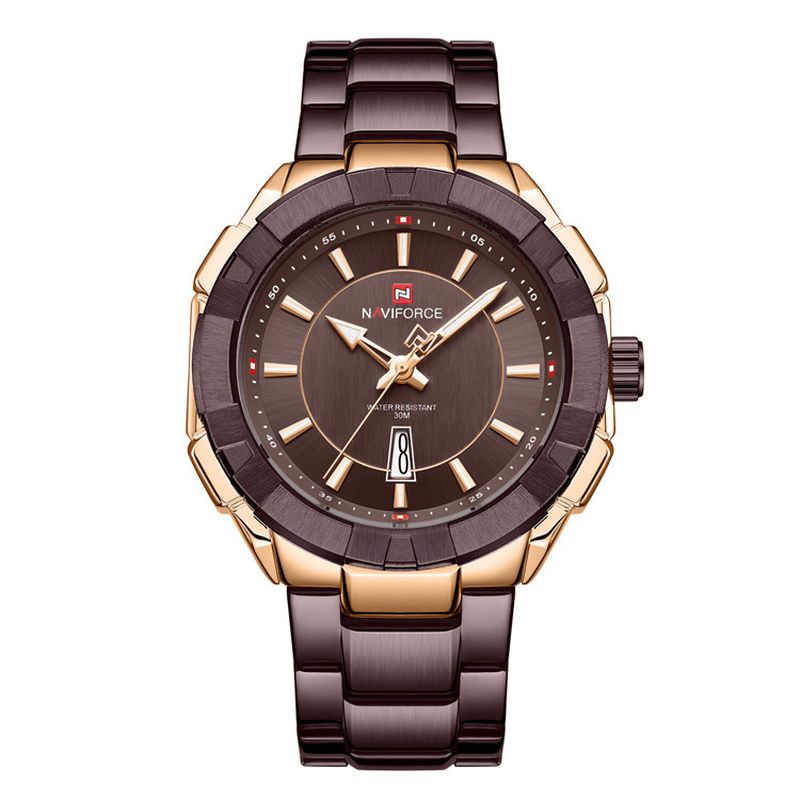 Naviforce Nf9176 Vandtæt Moderigtigt Mænd Armbåndsur Fuldt Stål Business Style Quartz ur