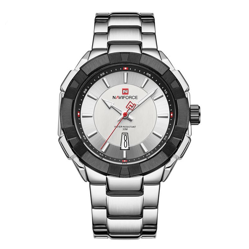 Naviforce Nf9176 Vandtæt Moderigtigt Mænd Armbåndsur Fuldt Stål Business Style Quartz ur