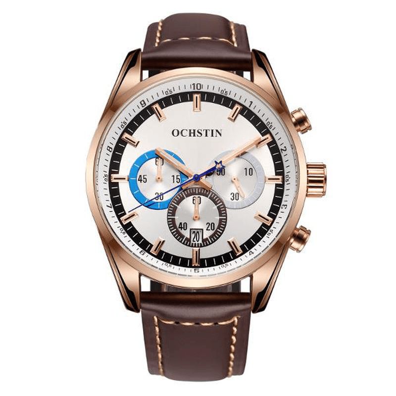 Ochstin 6046G Herre Quartz ur Luxury Læderrem Business Watch