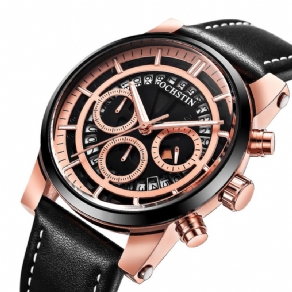 Ochstin Gq6110A Lysende Display Til Mænd Armbåndsur Chronograph Læderrem Quartz Ure