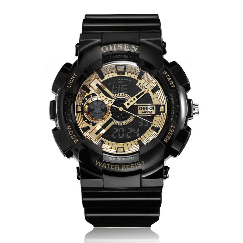 Ohsen Ad1803 Dual Display Digital Watch Herre Sport Lysende Stopur Alarm Vandtæt Ur