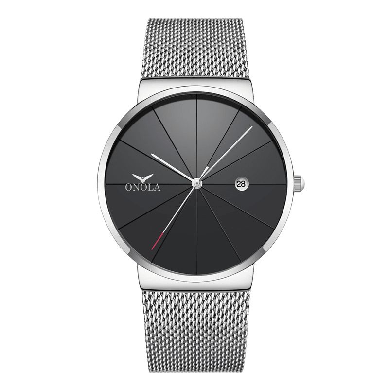 Onola Business Casual Aloy Mesh Band Kalender Vandtæt Herre Quartz ur Armbåndsur