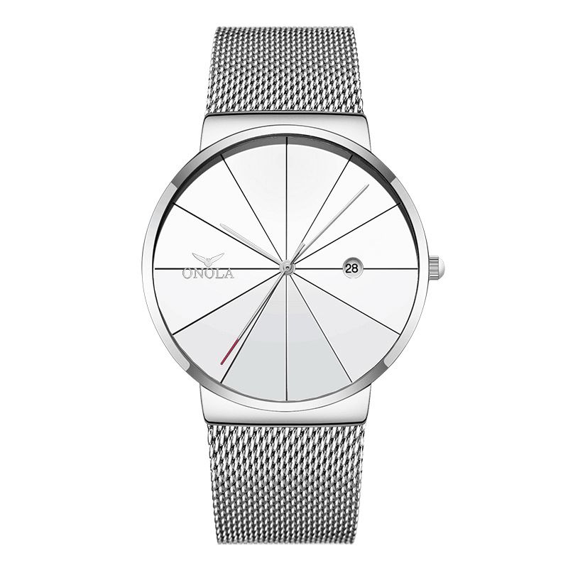 Onola Business Casual Aloy Mesh Band Kalender Vandtæt Herre Quartz ur Armbåndsur