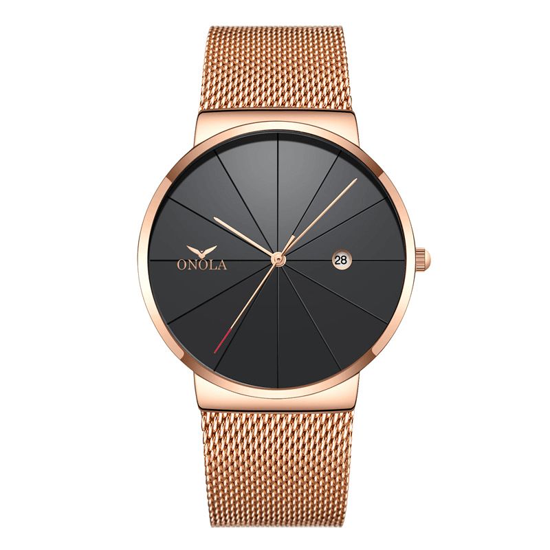 Onola Business Casual Aloy Mesh Band Kalender Vandtæt Herre Quartz ur Armbåndsur