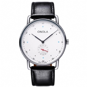 Onola On3806 Creative Point Simple Dial Mænd Mode Nylon Læderrem Kvartsur