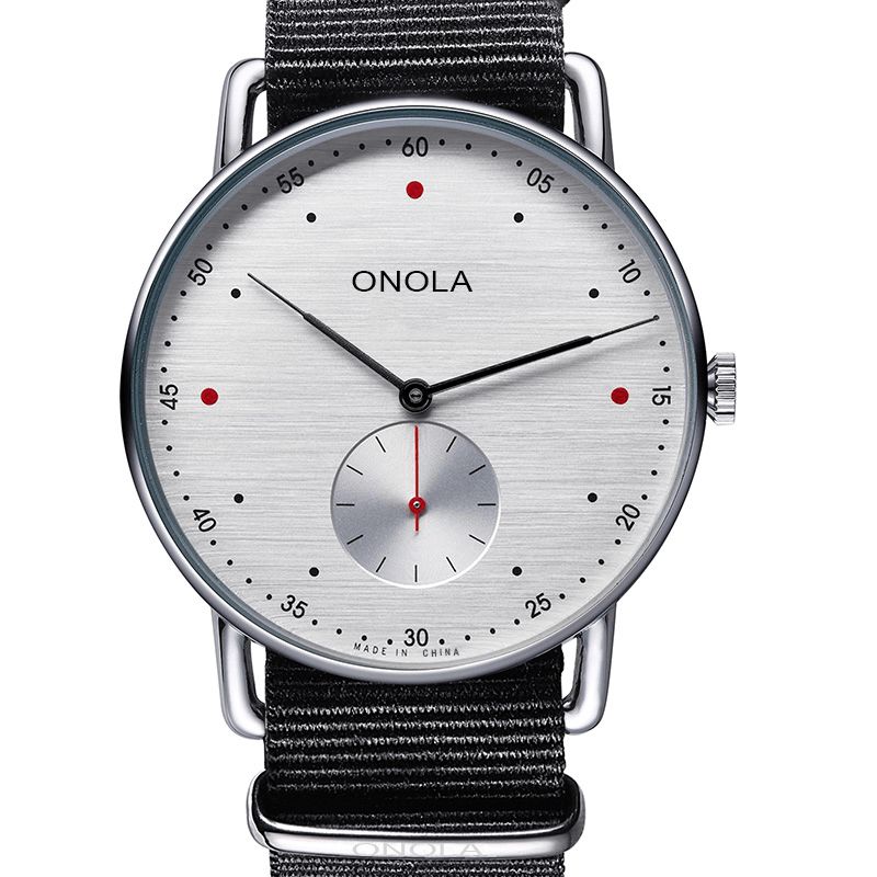 Onola On3806 Creative Point Simple Dial Mænd Mode Nylon Læderrem Kvartsur