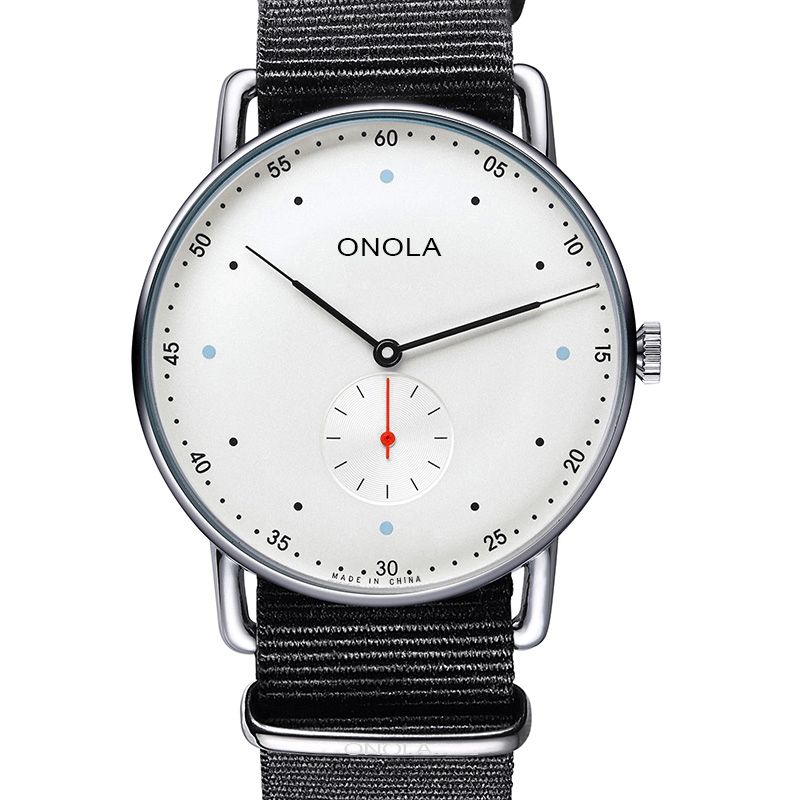 Onola On3806 Creative Point Simple Dial Mænd Mode Nylon Læderrem Kvartsur