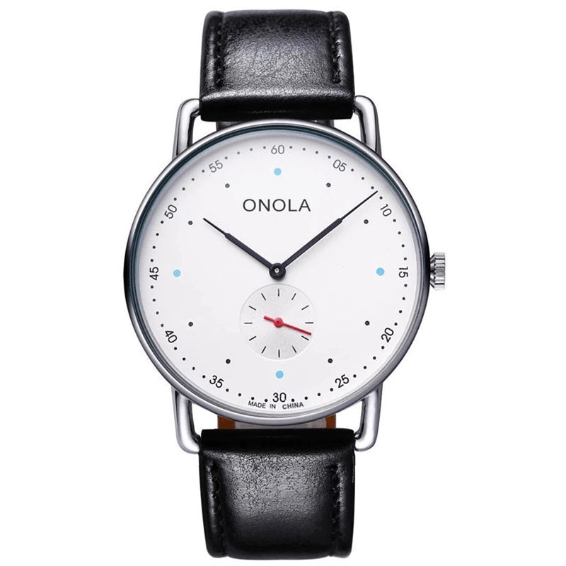 Onola On3806 Creative Point Simple Dial Mænd Mode Nylon Læderrem Kvartsur