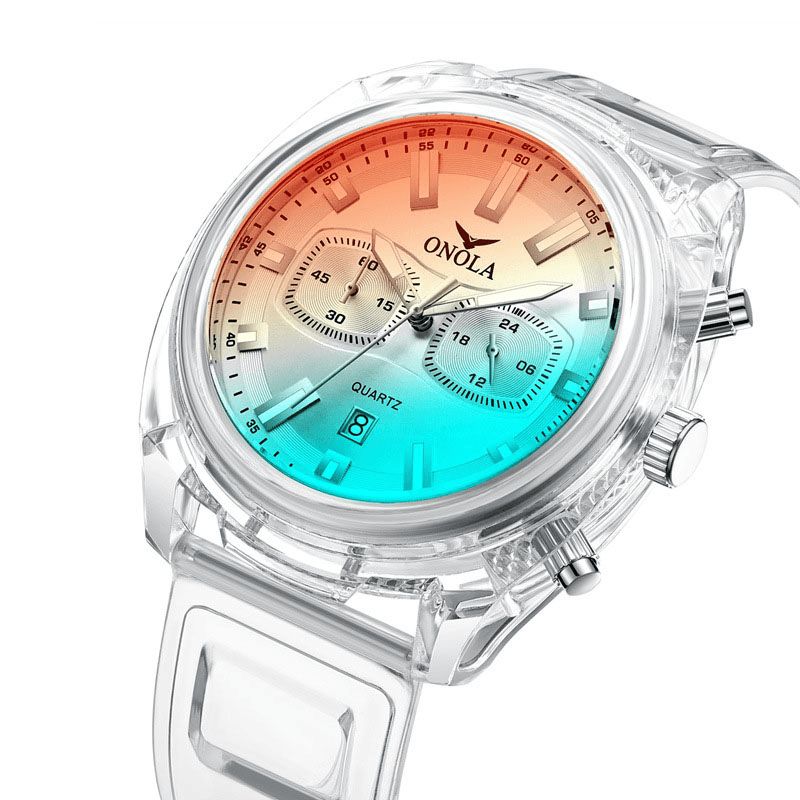 Onola On6812 Mode Herreur Transparent Case Dato Display Chronograph Creative Trend Quartz ur