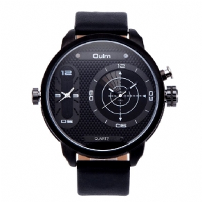 Oulm 3221B Dual Time Zone Big Dial Creative Watch Unikt Design Kvartsure Til Mænd