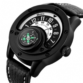 Oulm 3880 Compass Creative Armbåndsur Moderigtigt Læderbånd Quartz ur