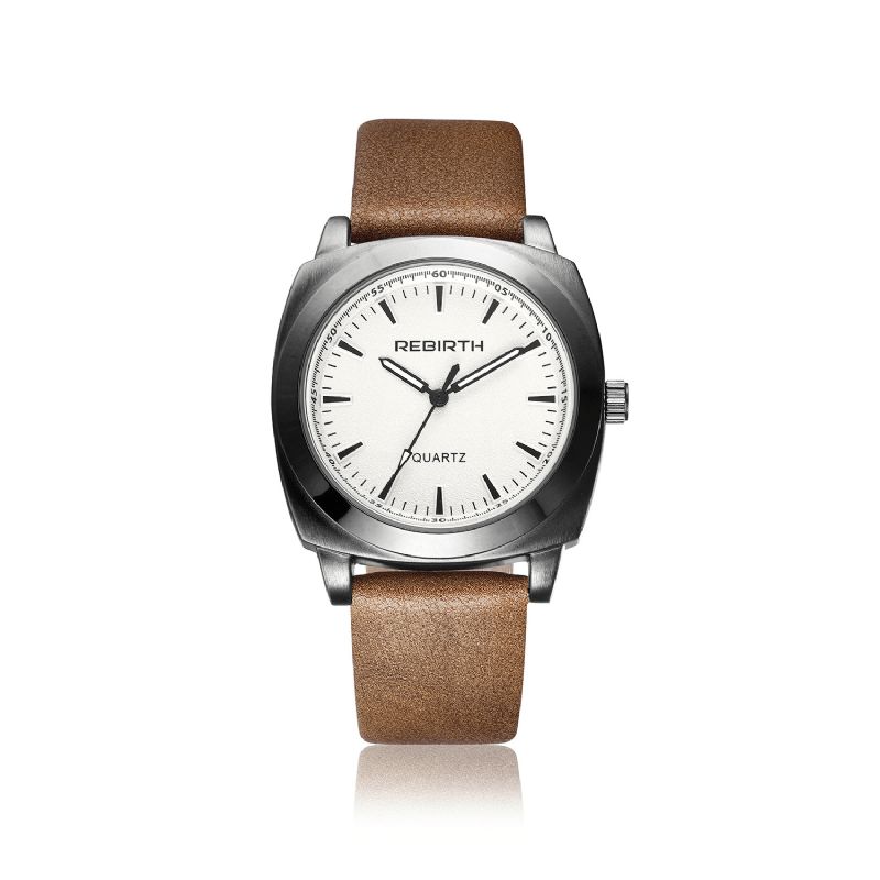 Rebirth Re042 Casual Style Vandtæt Kvinder Armbåndsur Læderrem Quartz Ure