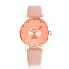 Rebirth Re055 Rose Gold Case Kvinder Armbåndsur Casual Style Gave Læderrem Quartz Ure