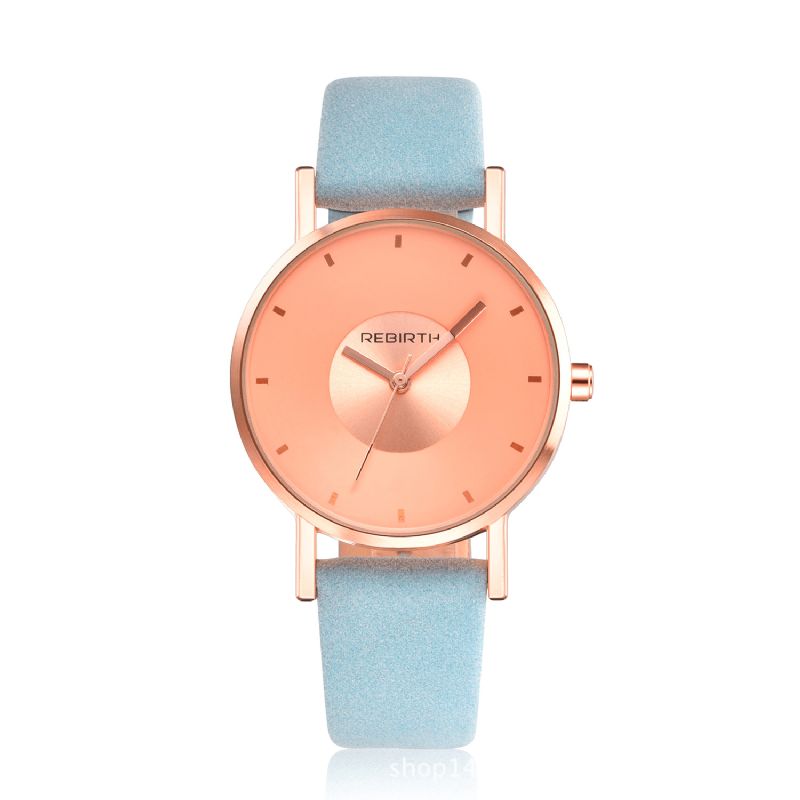 Rebirth Re055 Rose Gold Case Kvinder Armbåndsur Casual Style Gave Læderrem Quartz Ure