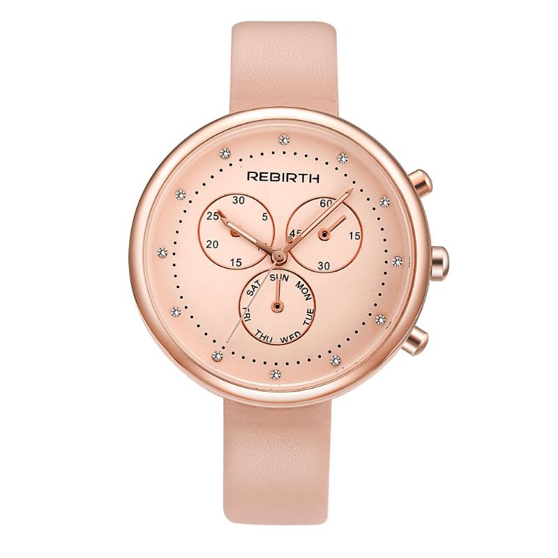 Rebirth Re203 Casual Style Kvinder Armbåndsur Dekorative Little Dials Quartz ur