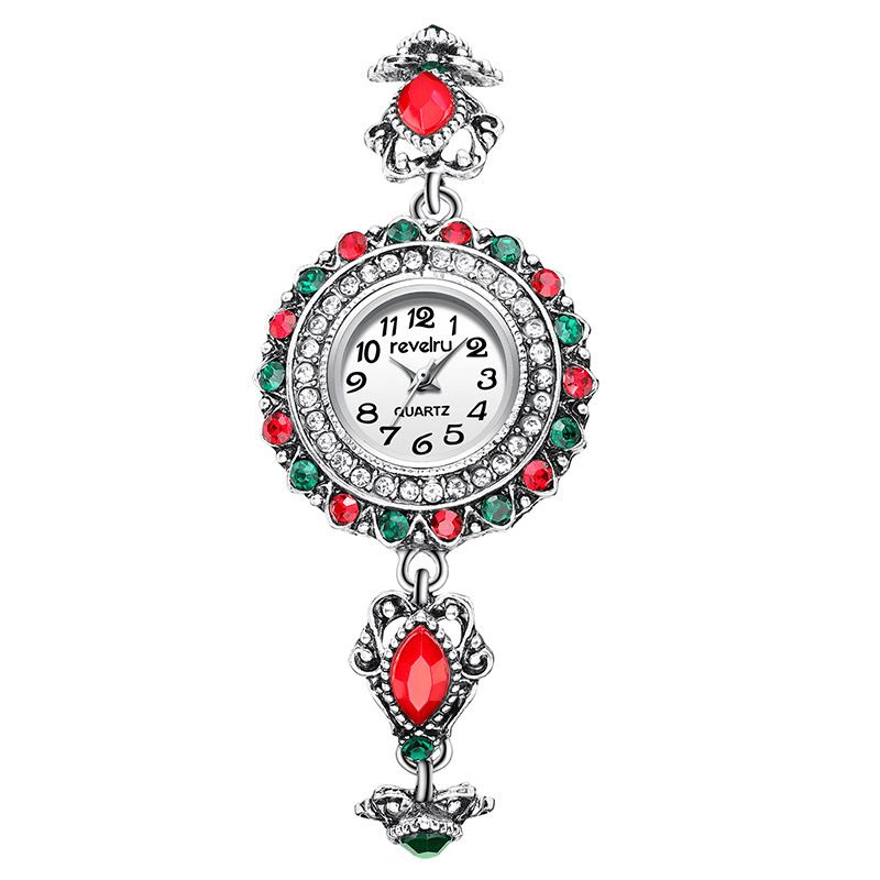 Revelry R1097 Flower Dial Retro Stil Damearmbåndsur Crystal Quartz Ure