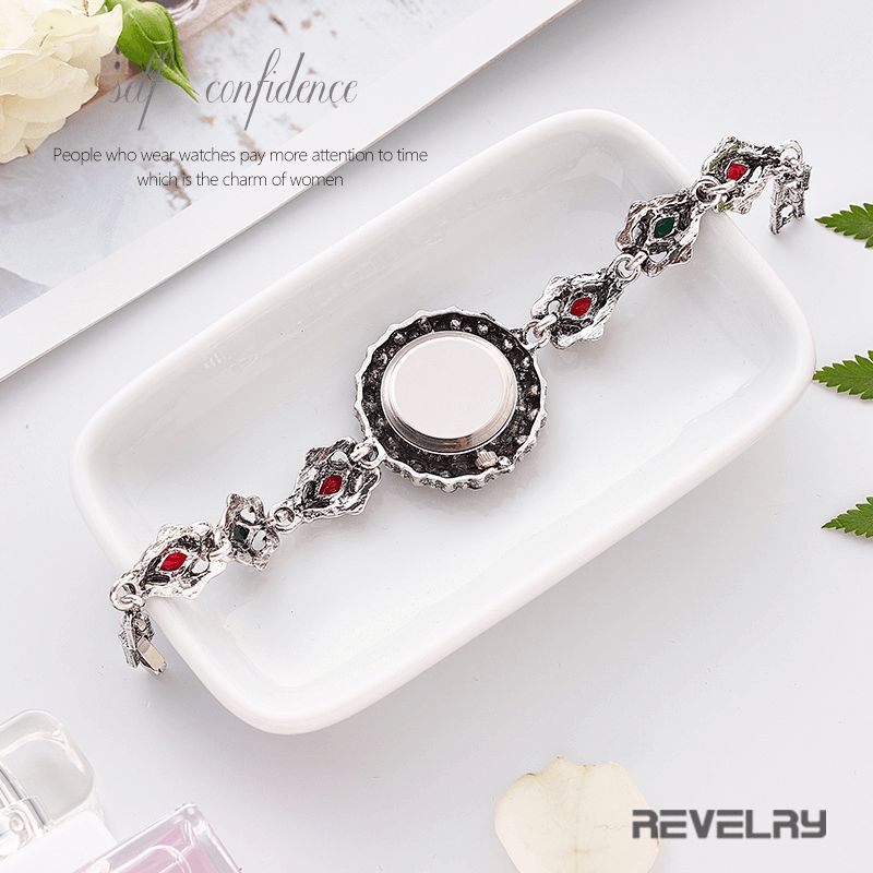 Revelry R1097 Flower Dial Retro Stil Damearmbåndsur Crystal Quartz Ure