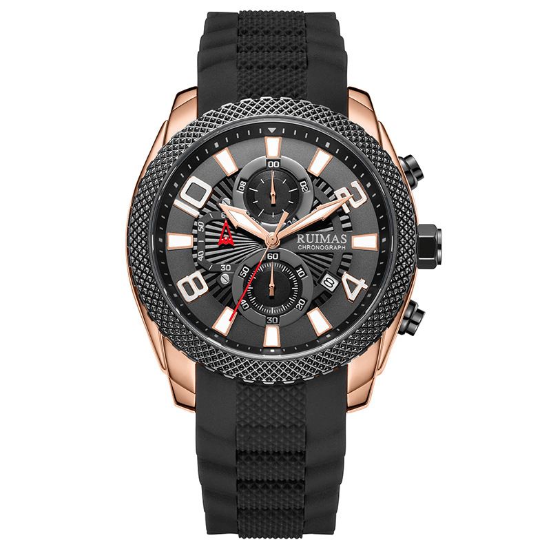 Ruiams 584 Mode Herreur Vandtæt Lysende Dato Display Chronograph Sport Quartz ur