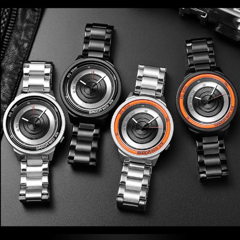 Sanda 1041 Casual Mode Mænd Creative Camera Dial Vandtæt Rustfrit Stålrem Quartz ur