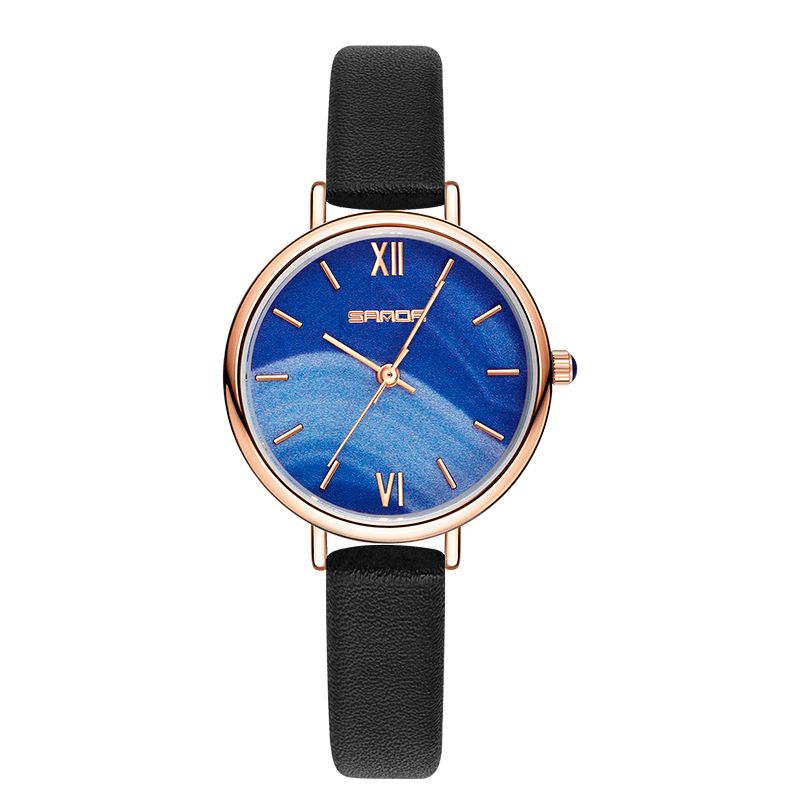 Sanda 1055 Fuld Stålrem Crace And Ease Stjernehimmel Mode Dial Læderrem Dameur Quartz ur