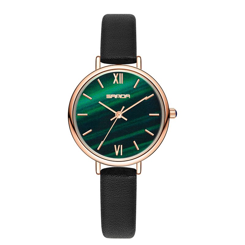 Sanda 1055 Fuld Stålrem Crace And Ease Stjernehimmel Mode Dial Læderrem Dameur Quartz ur