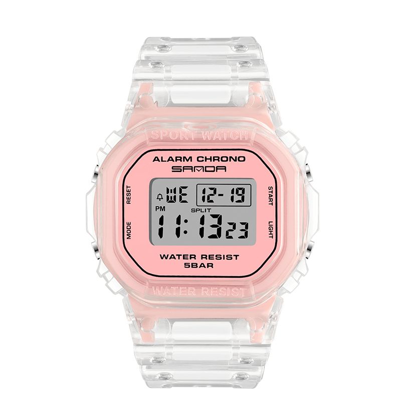 Sanda 2009 Transparent Strap Frisk Farve Mode Lysende Display Stopur Coupole Digital Watch