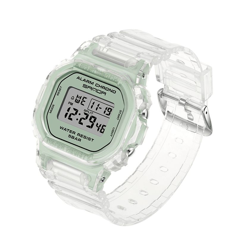 Sanda 2009 Transparent Strap Frisk Farve Mode Lysende Display Stopur Coupole Digital Watch