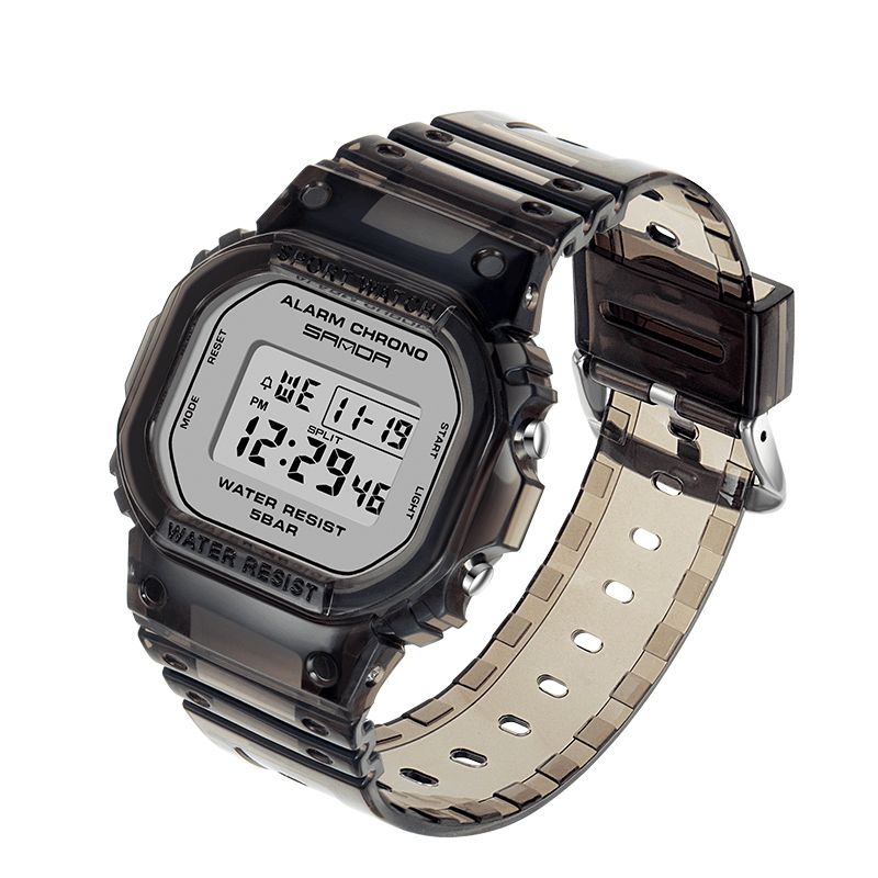 Sanda 2009 Transparent Strap Frisk Farve Mode Lysende Display Stopur Coupole Digital Watch