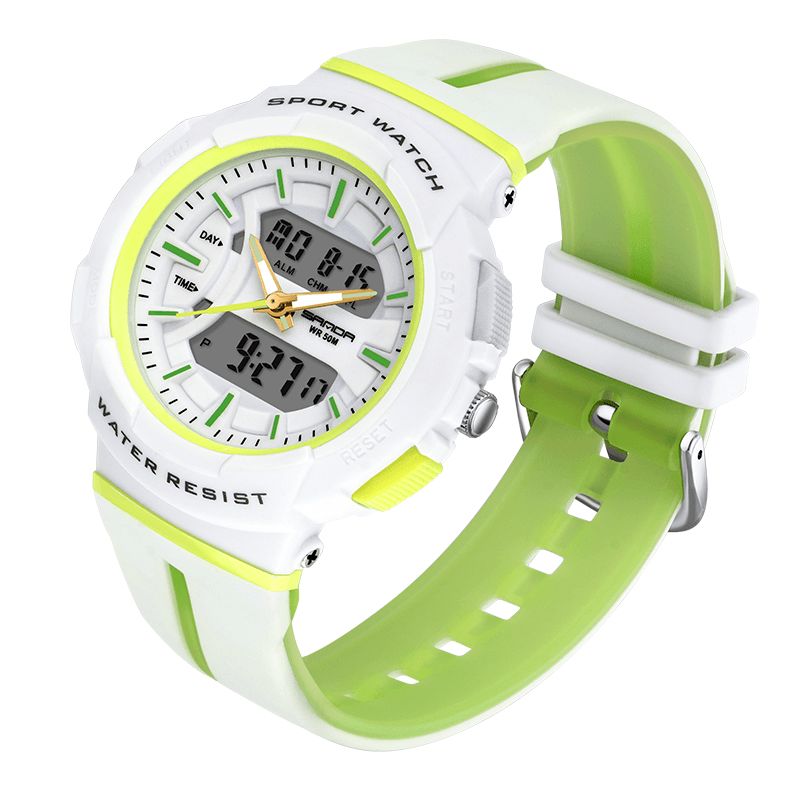 Sanda 3003 Freash Color Mode Style Lysende Display Stødsikker Dual Display Digital Watch