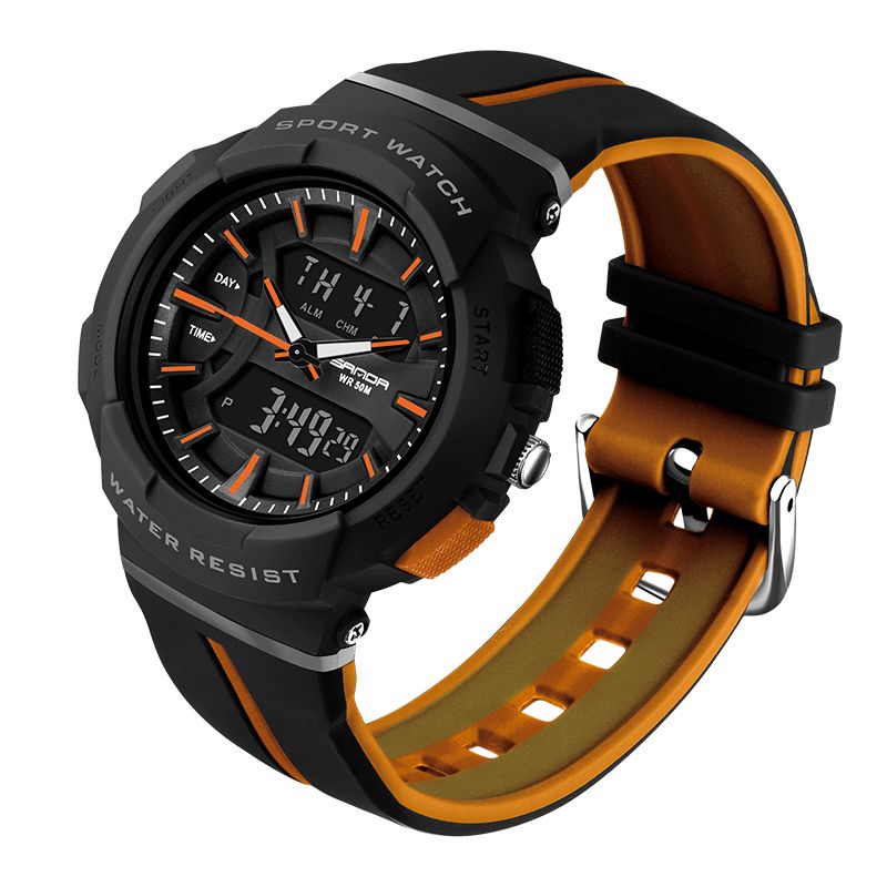 Sanda 3003 Freash Color Mode Style Lysende Display Stødsikker Dual Display Digital Watch