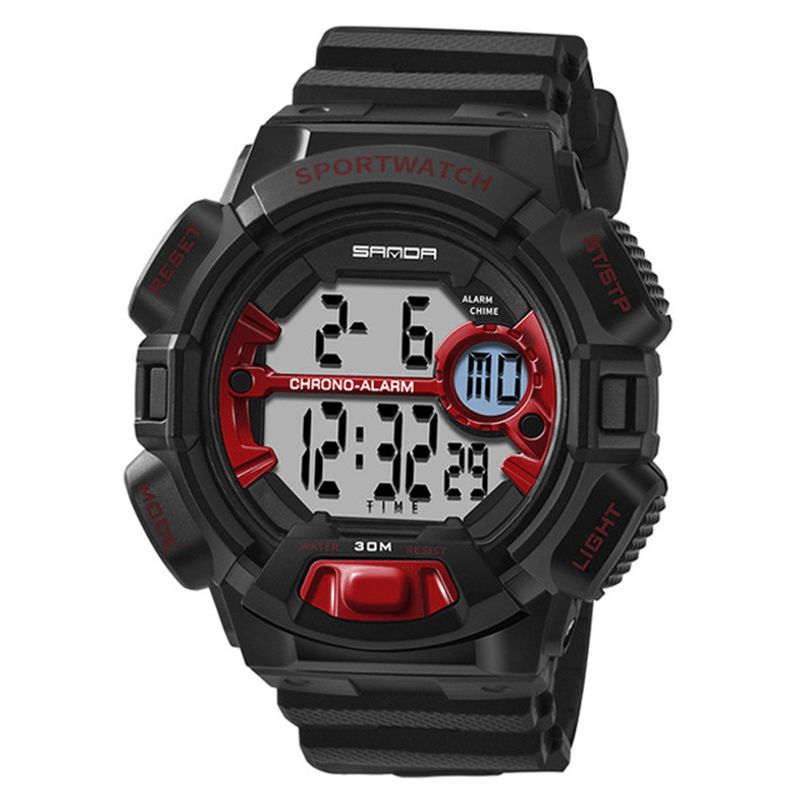 Sanda 319 Digital Watch Lysende Display Kalender Alarm Stopur Ur Outdoor Sport Watch