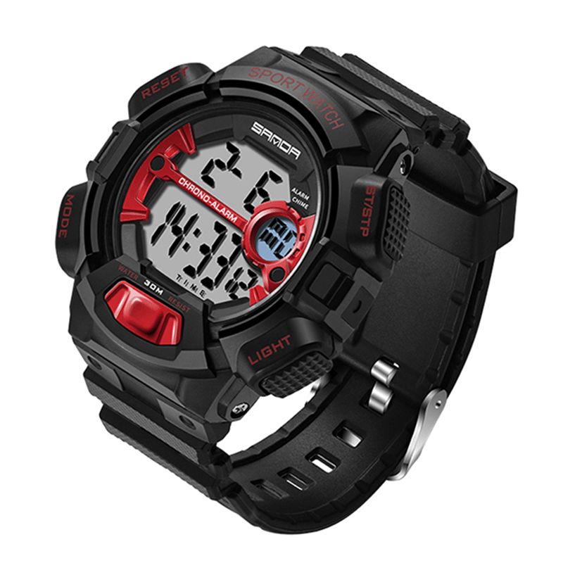 Sanda 319 Digital Watch Lysende Display Kalender Alarm Stopur Ur Outdoor Sport Watch