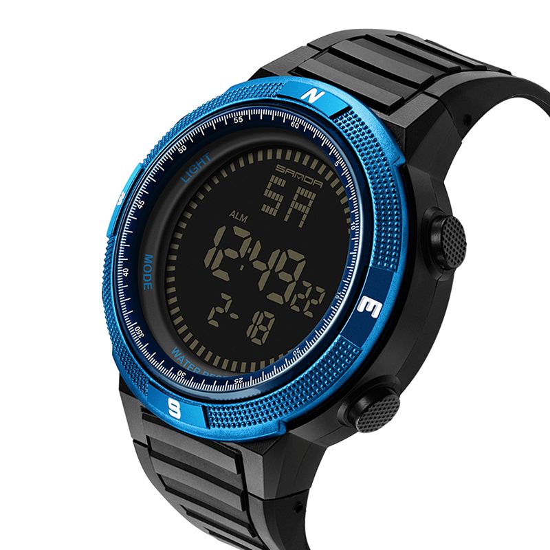 Sanda 360 Digital Watch Herre Mode Silikone Strap Kalender Lysende Display Udendørs Sport Watch