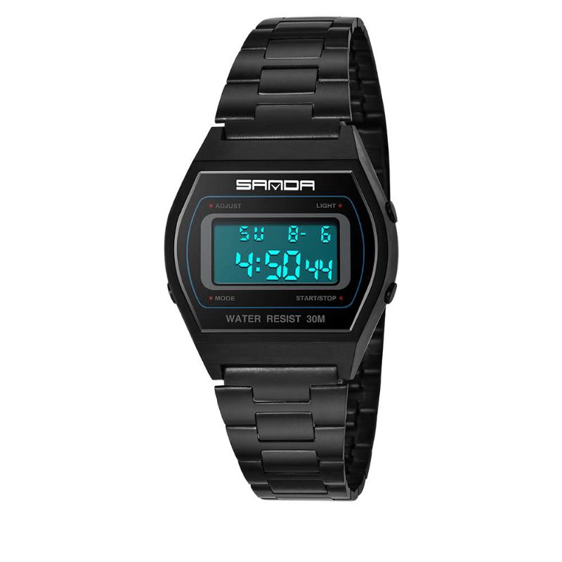 Sanda 406 Digital Watch Herre Mode Rustfrit Stål Rem Kalender Ur Vandtæt Sport Watch