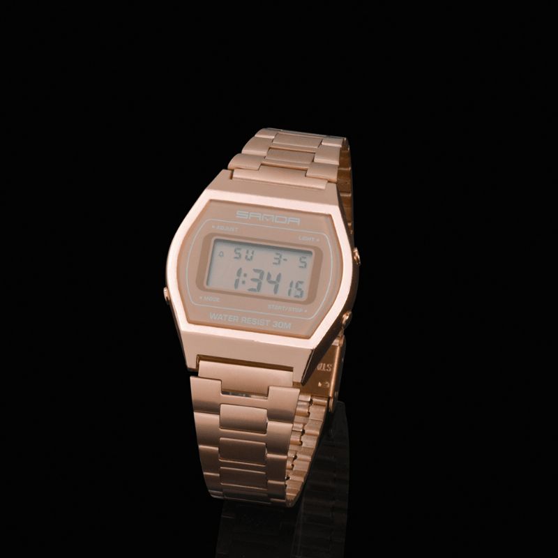 Sanda 406 Digital Watch Herre Mode Rustfrit Stål Rem Kalender Ur Vandtæt Sport Watch